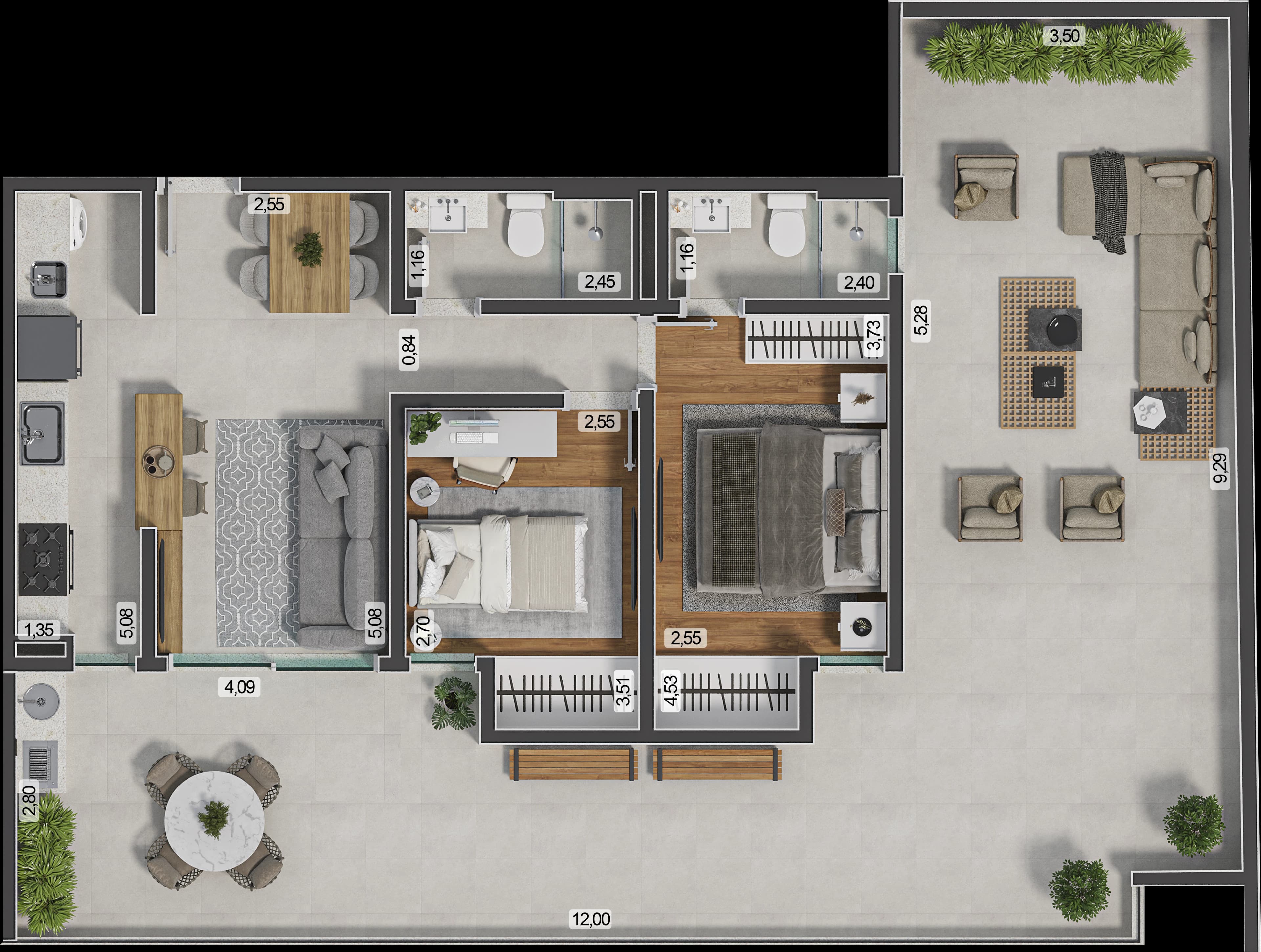 Planta baixa do Apto 308 - Apartamento 2 quartos no São Mateus