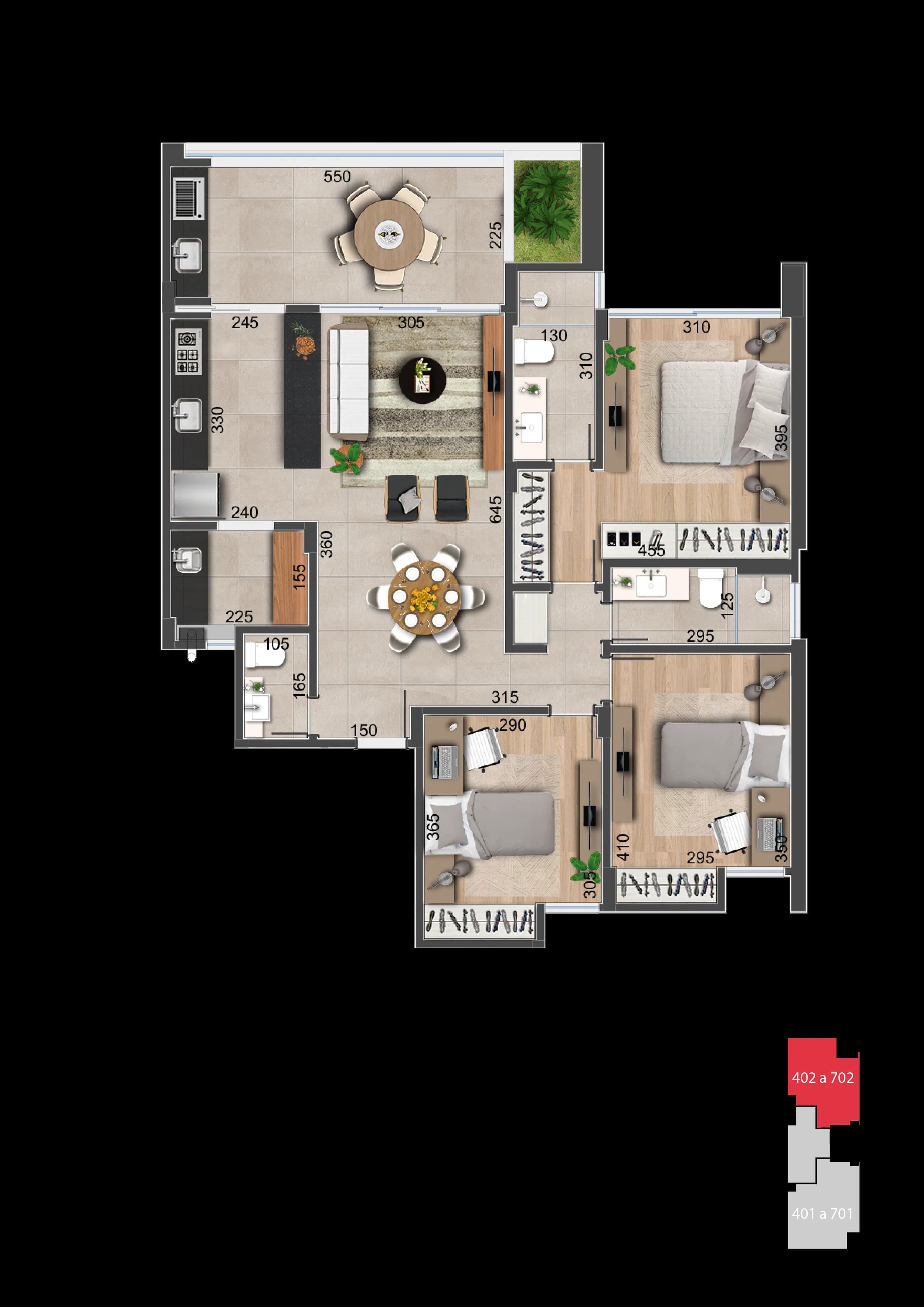 Apto 402 - 3 quartos no Alto dos Passos, 4º andar