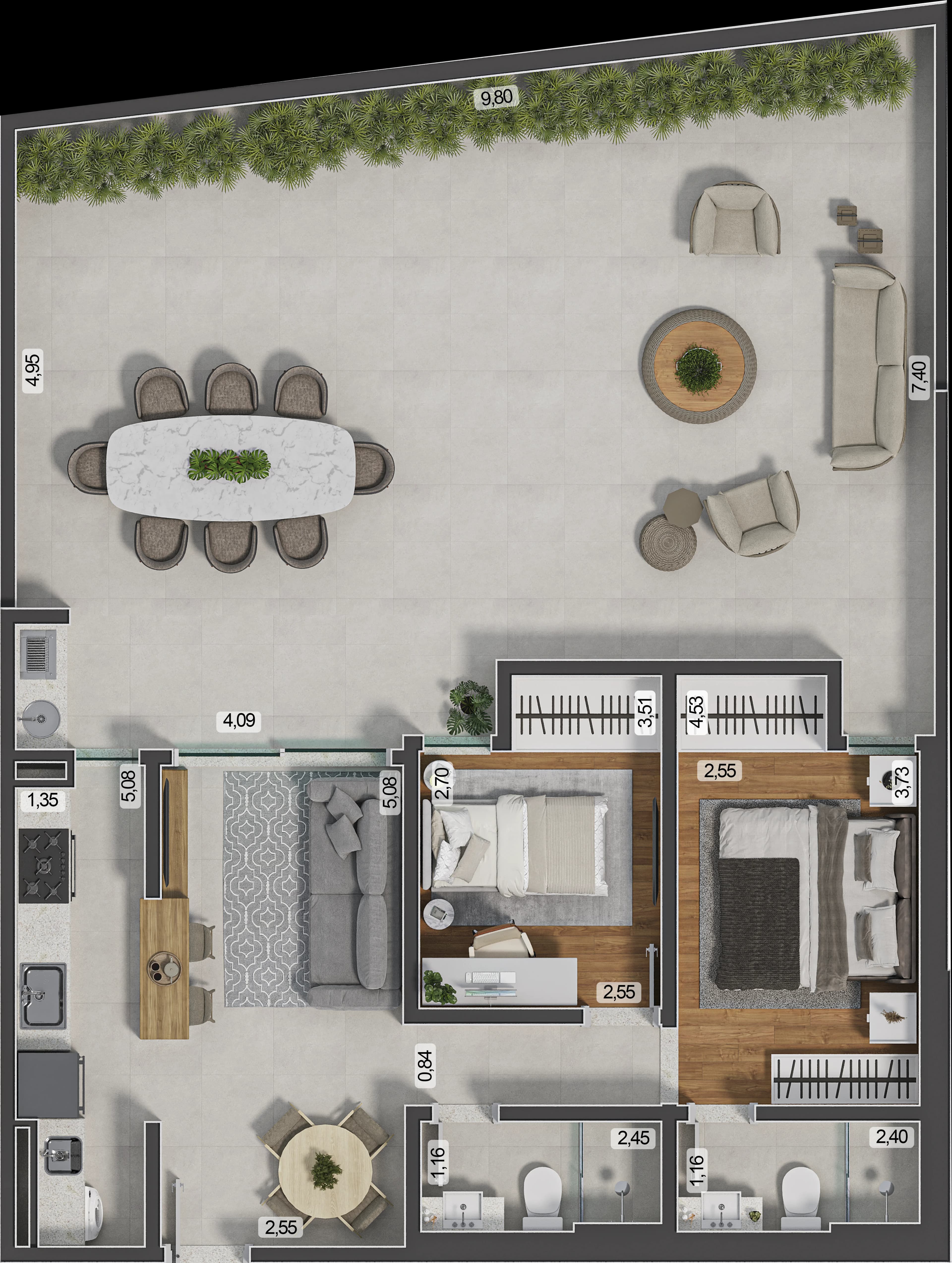 Planta baixa do Apto 312 - Apartamento 2 quartos no São Mateus