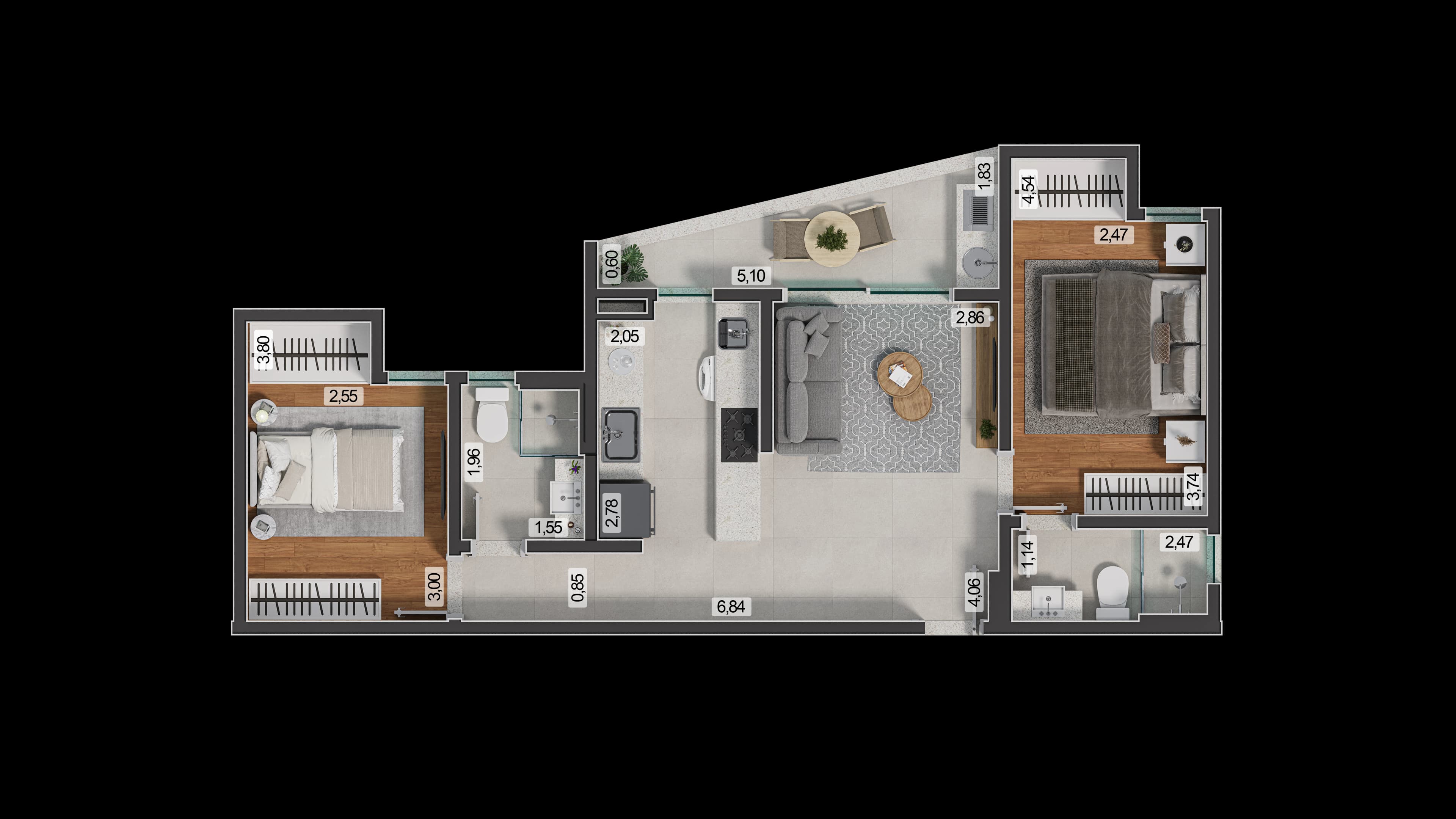 Planta baixa do Apto 1114 - Apartamento 2 quartos no São Mateus