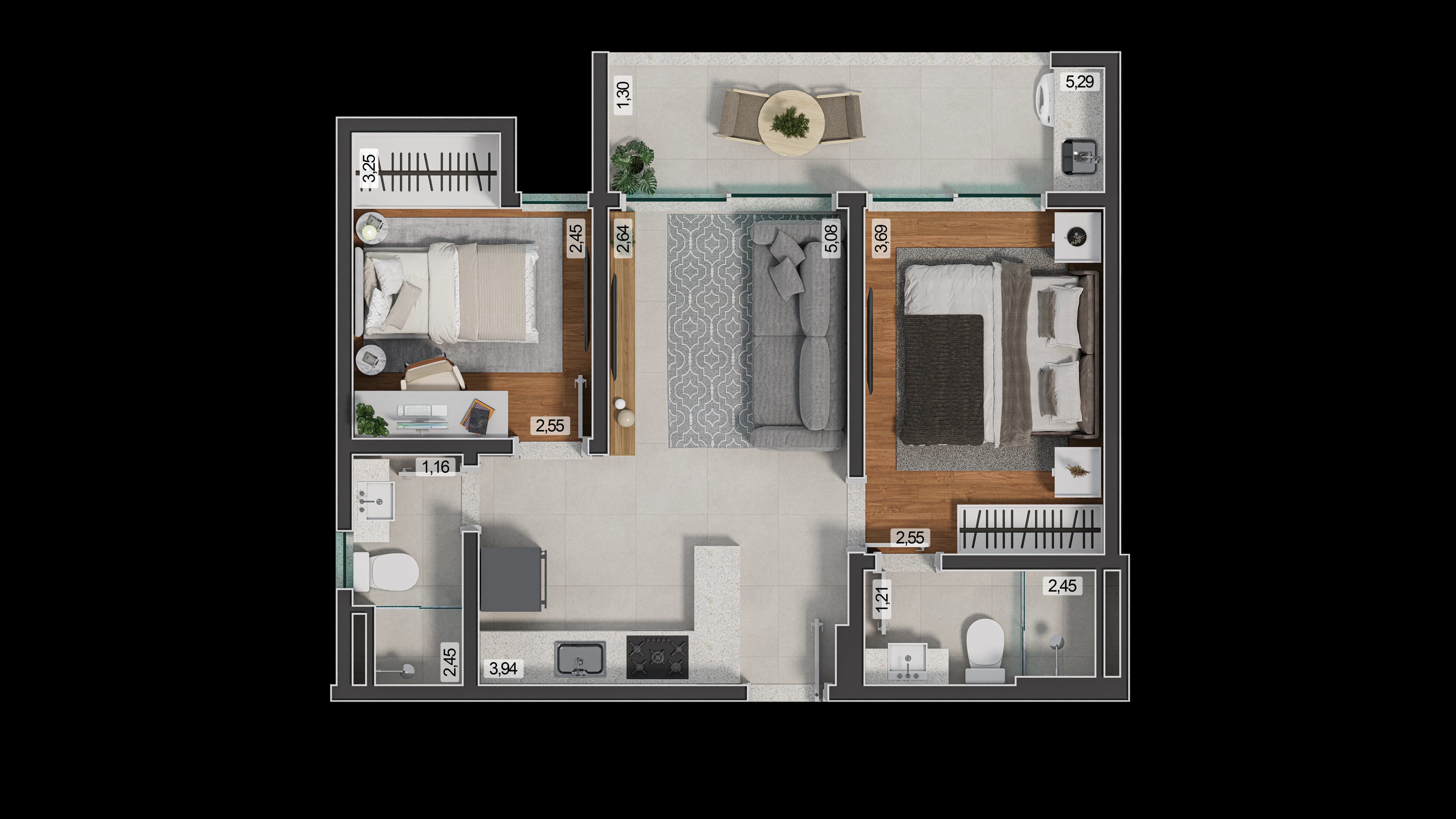 Planta baixa do Apto 711 - Apartamento 2 quartos no São Mateus