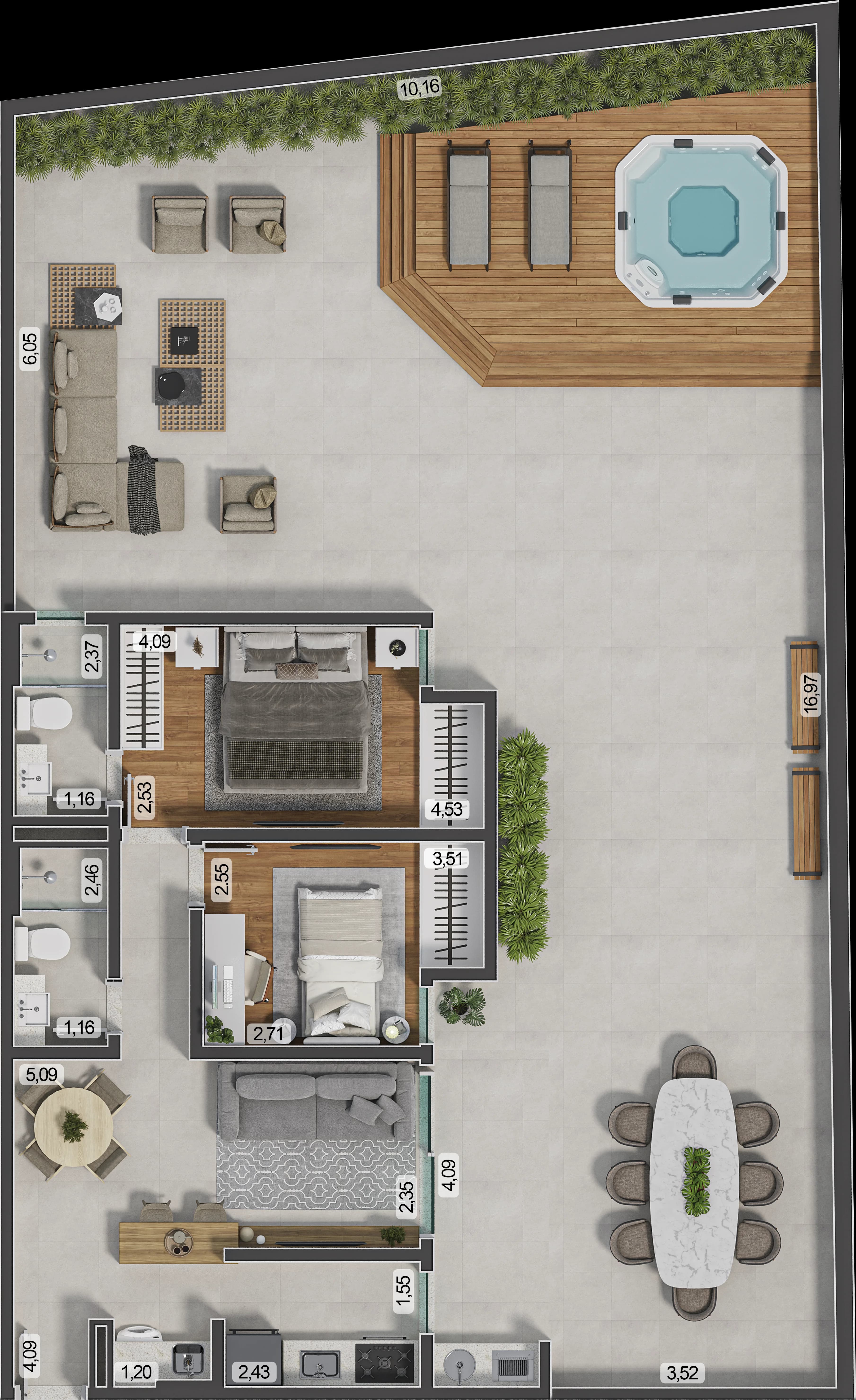 Planta baixa do Apto 309 - Apartamento 2 quartos no São Mateus