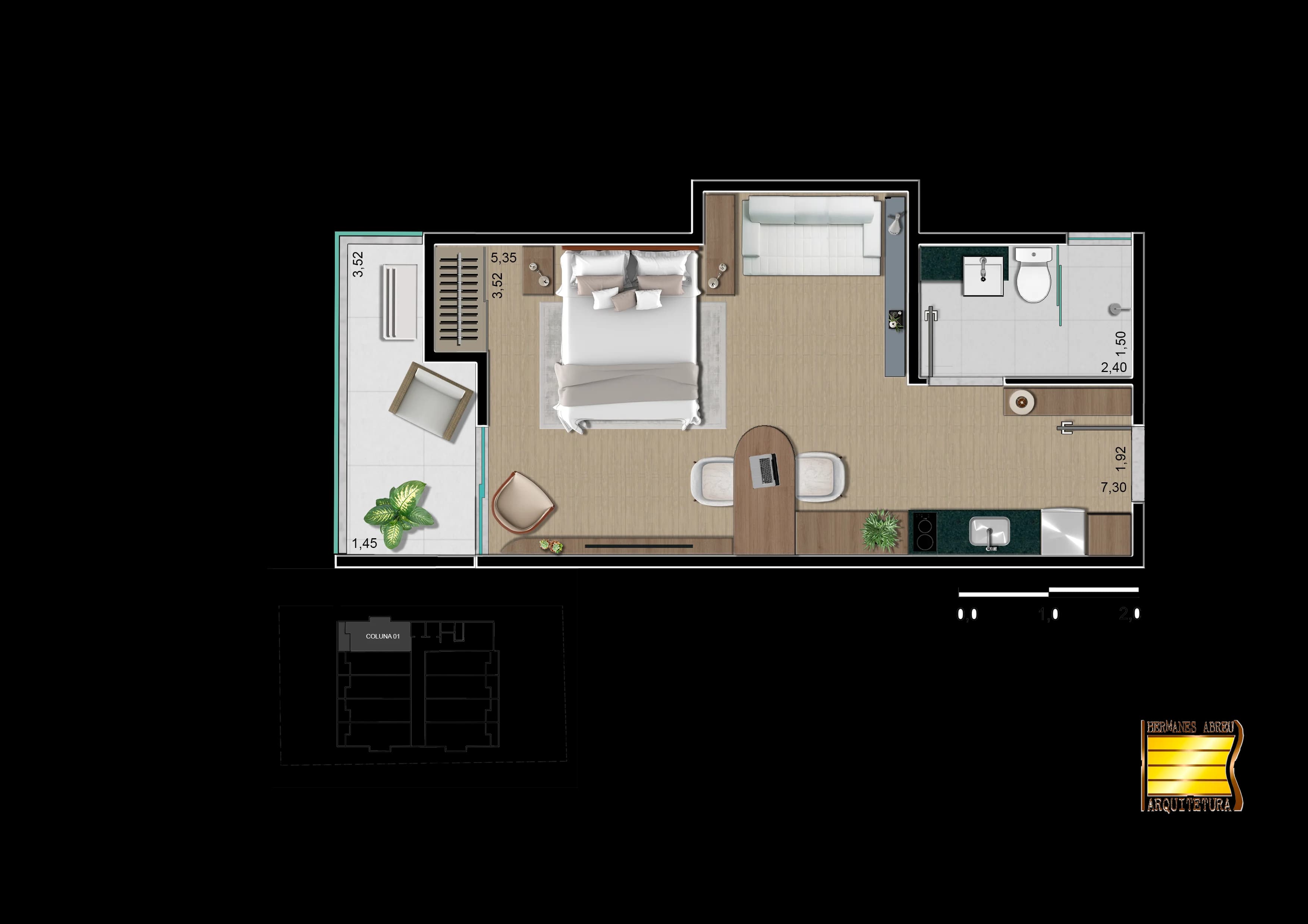 Planta baixa do Studio 508 - Jazz by Housi, 5º andar (Fundos)